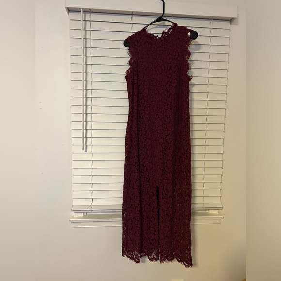 Vici Burgundy Lace Midi Dress - Picture 2 of 5